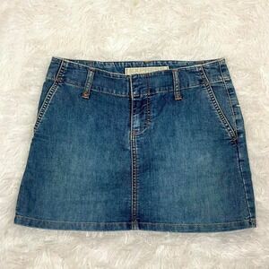 Express Denim Mini Skirt Women's Blue Wash‎ Low Rise Y2K Pockets Size 2 Waist 29
